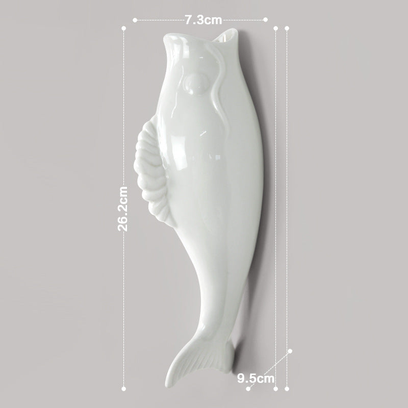 Modern 3D Ceramic Goldfish Wall Vase - Unique White Wall Decor for Home, Living Room, Bedroom