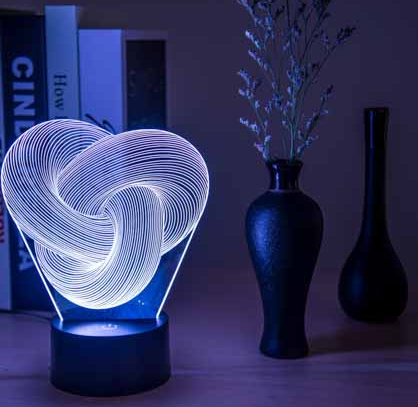 Twist Abstract LED 3D Illusion Night Light - Colorful Touch Table Lamp Home Decor