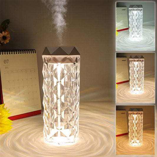 Luxury Crystal Rose Humidifier - 3-in-1 LED Night Light, Cool Mist & Aroma Diffuser